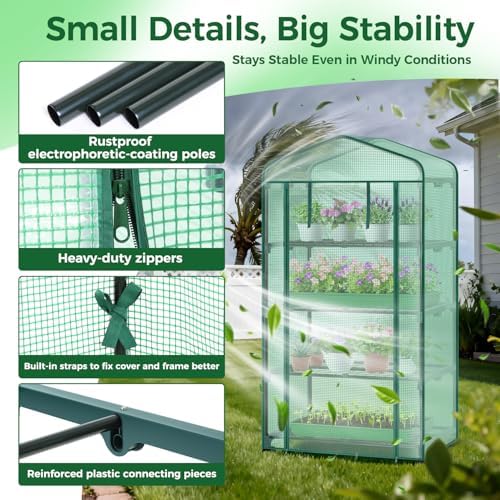 ohuhu small greenhouse for indoor outdoor with wheel, package contents