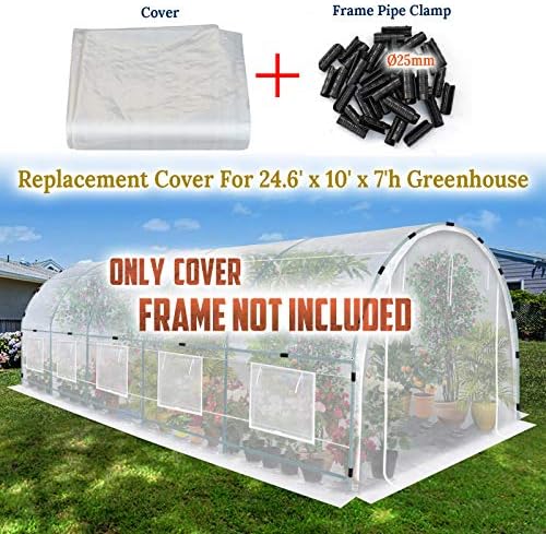 benefitusa greenhouse replacement cover half-transparent greenhouse cover (24.6'x10'x7'), close-up detail