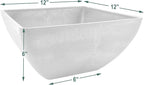 PSW Pot Collection 12x6 inch Plastic/Stone/Wood Composite Square Planter – No Drainage Hole (Drillable), Modern Indoor/Outer Pot for Flowers, Foliage, Succulents, Fairy Gardens, Chocolate