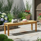 tangkula 52 inches acacia wood outdoor bench, wood, side view
