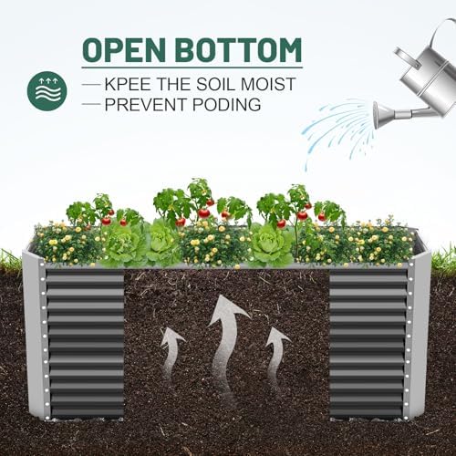 land guard 8x4x3ft rectangular galvanized raised garden beds, package contents
