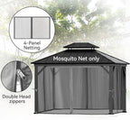 covered outdoor gazebo mosquito netting replacement universal 4-panel, side view
