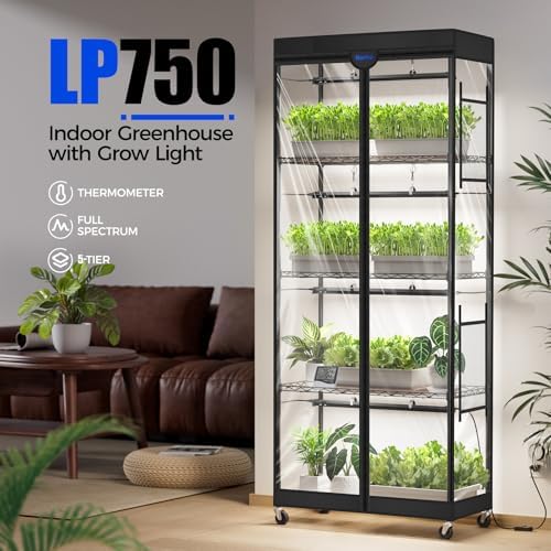barrina lp750 indoor greenhouse with grow light, 5 shown in use