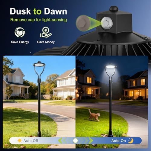 Commercial LED Post Top Light, 150W/120W/90W & 3000K/4000K/5000K Selectable, ETL Listed, 22500LM Post Circle Area Lights with Photocell, IP65 Waterproof for Yard Street, AC100-277V