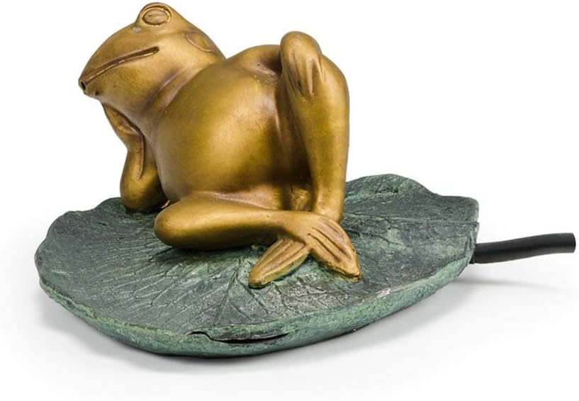 Aquascape Lazy Frog on Lily Pad Spitter Fountain for Ponds and Water Gardens, 78311