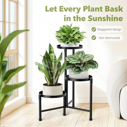 3 tier corner plant stand indoor outdoor, metal on a desk or shelf