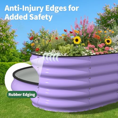 kesfitt raised garden bed, metal galvanized steel oval, view 9