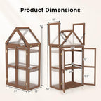 happygrill cold frame, mini wooden green house w/transparent, front angle view