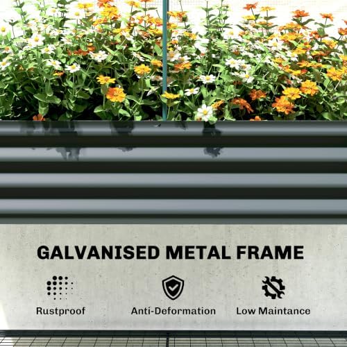 outsunny galvanised raised garden bed with greenhouse cover, front angle view