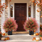 artificial fall cedar topiary trees in pot, 2, side view