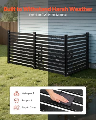 vevor outdoor privacy screen 50" w x 48" showing dimensions