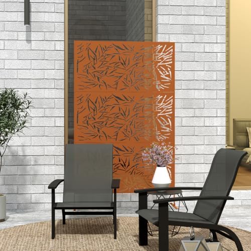 outsunny metal outdoor privacy screen stand 78" h, front angle view