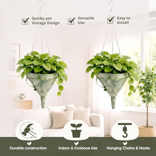 gocraft hanging planters, set of 2, quirky funnel on a desk or shelf
