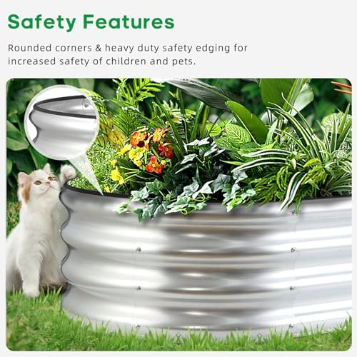 jeria raised garden bed,galvanized raised 2 pcs 4×2×1ft showing dimensions