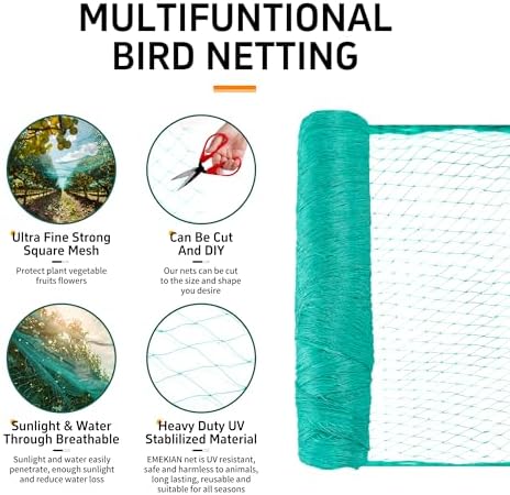 garden netting, 50' x 50' heavy duty bird shown in use