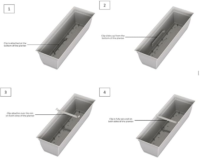 The HC Companies 30 Inch Eclipse Window Planter Box with Drainage Holes & Attached Saucer, Lightweight UV-Resistant Plastic Indoor & Outdoor Planters, 2-Pack Flower Box for Garden & Home Decor, Clay