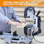 maxxt 2-in-1 band saw with table saw base, side view