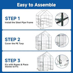 sungift walk-in greenhouse kit, upgraded pvc clear, 57x61x80 showing dimensions