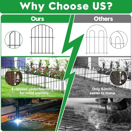 decorative garden fence 17in (h) x15ft (l),arched rustproof showing dimensions