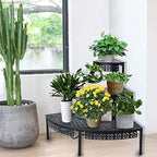 aboxoo 3-tier metal plant stand, stair-step corner shelf showing dimensions