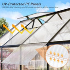 jocisland 6x12 ft walk-in polycarbonate greenhouse with 2, package contents