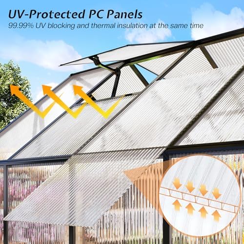 jocisland 6x12 ft walk-in polycarbonate greenhouse with 2, package contents