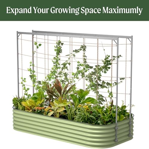 vego garden 8.0ft long tomato metal frame trellis, front angle view