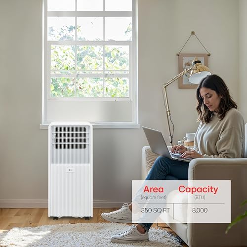 lg 8000 btu (doe) / (11000 ashrae) portable shown in use