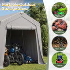 aoxun 10x10 ft outdoor portable storage shed tent, front angle view