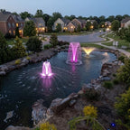 1/4 HP Floating Fountain & Aerator for Ponds and Lakes with 100 ft Cord | 3,000 GPH, 9 spray patterns, Color-changing LED lights, Energy-efficient 192W Pump, Protective Intake Screen