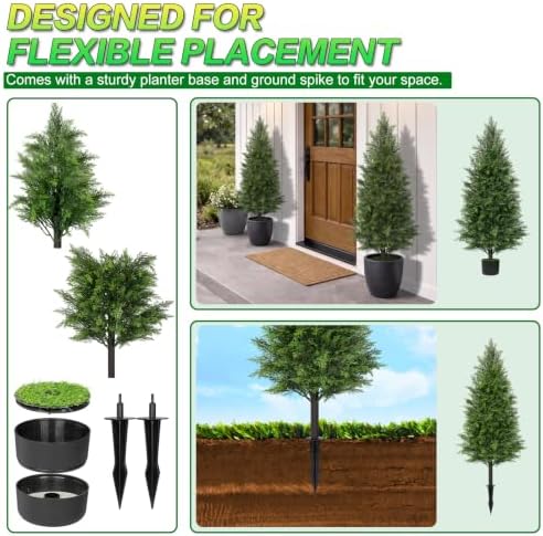 aokiie 3ft artificial cedar tree for outdoors, uv, close-up detail