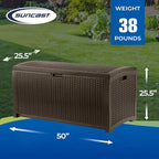 suncast 99 gallon deck garden garage home wicker, close-up detail
