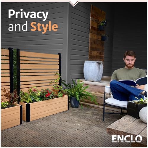 enclo 4fth florence privacy screen w/planter box, freestanding shown in use