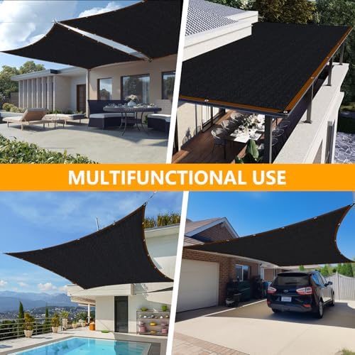 shade-cloth 85-90% for garden plants 8x8 ft, black, front angle view
