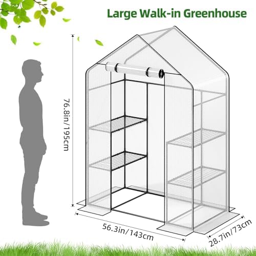 superlele walk-in greenhouse with white pe mesh cover shown in use