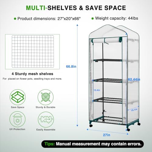 yesker mini greenhouse 27"x20"x63" portable indoor / outdoor shown in use