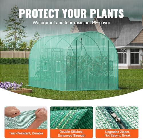 vevor walk-in tunnel greenhouse, 9.6x6.4x6.2 ft hoop house, close-up detail