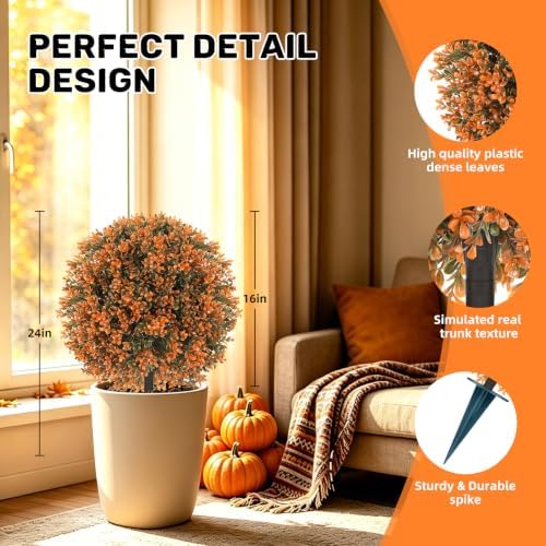 artificial boxwood topiary ball outdoor set of 2, close-up detail