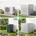 3-panel outdoor air conditioner fence screen, outside wood shown in use
