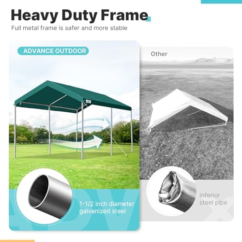 advance outdoor adjustable 10x15 ft heavy duty carport, close-up detail