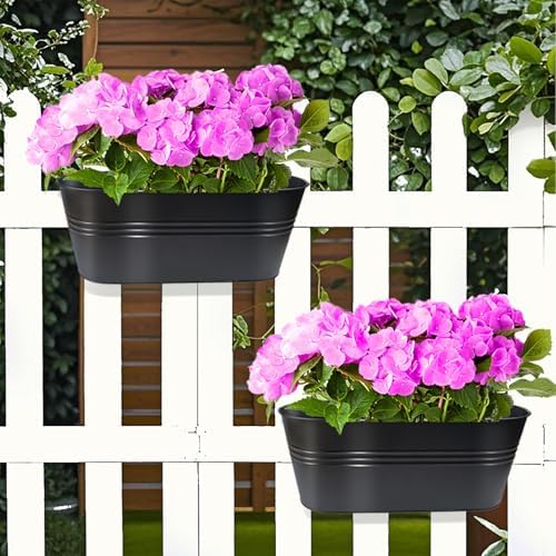 16 inch 4 pcs metal hanging flower pots, front angle view