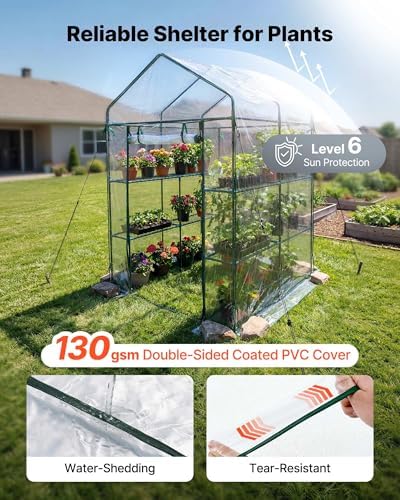 vevor walk-in greenhouse, 54" x 54" x 77.2" showing dimensions