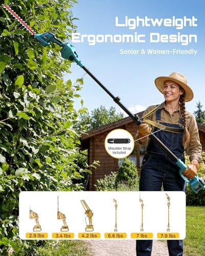 seesii 6-in-1 cordless pole saw & hedge trimmer, front angle view