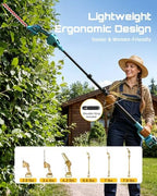 seesii 6-in-1 cordless pole saw & hedge trimmer, front angle view