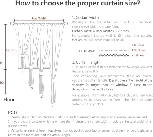 joydeco linen curtains 96 inch length 2 panel, front angle view