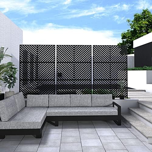 metal privacy screen outdoor 72" h×47" w,freestanding decorative showing dimensions