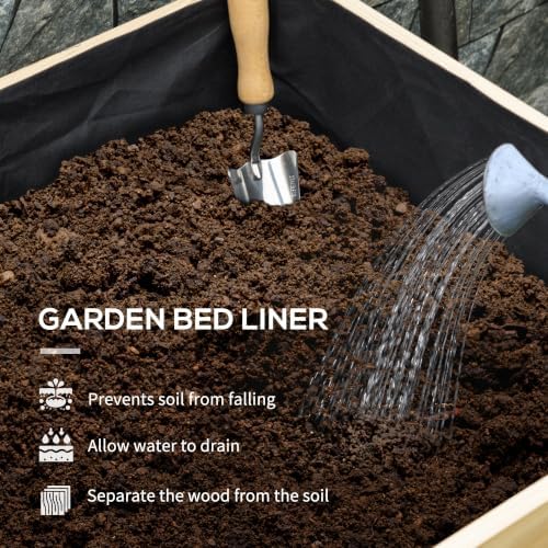 outsunny raised garden bed with greenhouse cover 45, side view