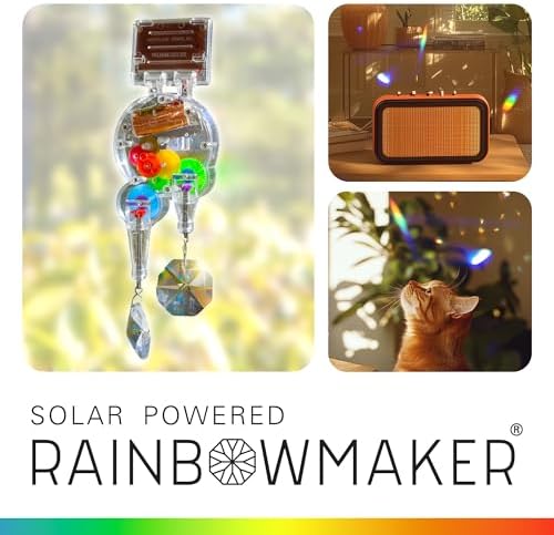 kikkerland solar powered rainbow maker – prism suncatcher shown in use
