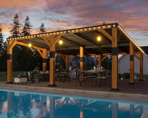 jocisland 20x20x9.2 ft heavy duty cedar wood carport, front angle view