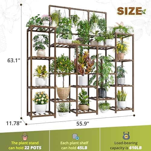 enhomee tall plant stand, large indoor outdoor for shown in use